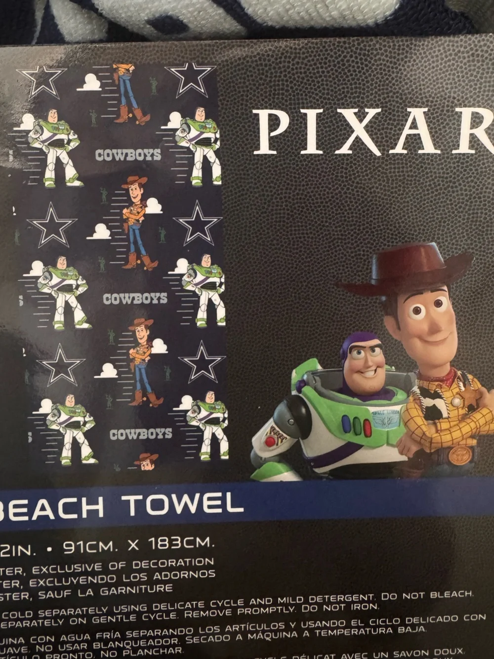 NWT NFL Pixar Dallas Cowboys Beach Towel, 36x72 inches